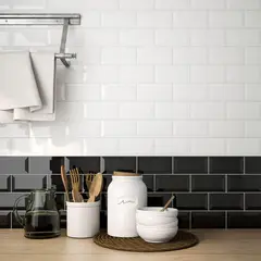 SAN LORENZO - Cerámica Lisa Beveled Blanco Muro 7.7x15 cm 0.93 m²