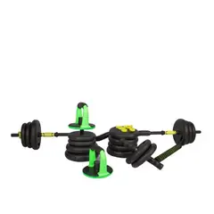 SPORTFITNESS - Set 30K mancuernas zeta y recta AB roller Guantes