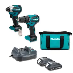 MAKITA - Taladro Percutor + Atornillador + 2 Baterías + Cargador + Maletín