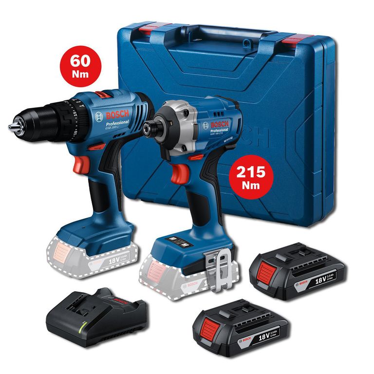 Combo inalámbrico 18V Taladro percutor GSB 183-LI 2 Bat Carg + Atornillador de impacto GDR 18V-215