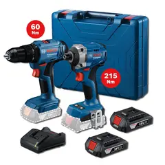 Bosch - Combo inalámbrico 18V Taladro percutor GSB 183-LI 2 Bat Carg  + Atornillador de impacto GDR 18V-215