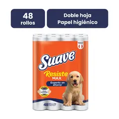 SUAVE - Papel Higiénico Suave Resistemax Doble Hoja 48 Rollos