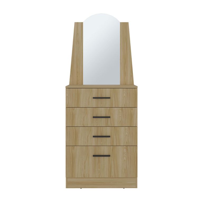 Comoda Praga Con Espejo 3 Cajones 1 Puerta Fresno