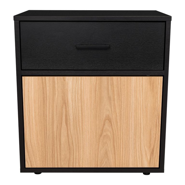 Velador 1 Cajon 1 Puerta Color Wengue Y Fresno 55x50x37,6cm