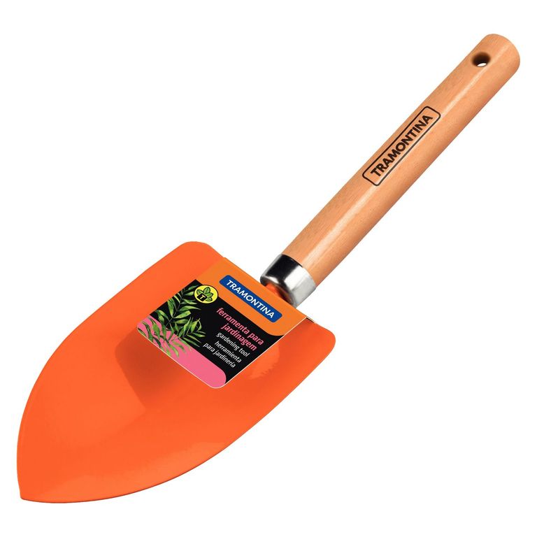 Palita Ancha Acero Naranja con Mango de Madera 8.3x6.4cm