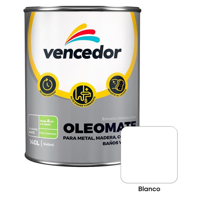 Esmalte Sintético Oleo Mate Blanco 1/4 gl