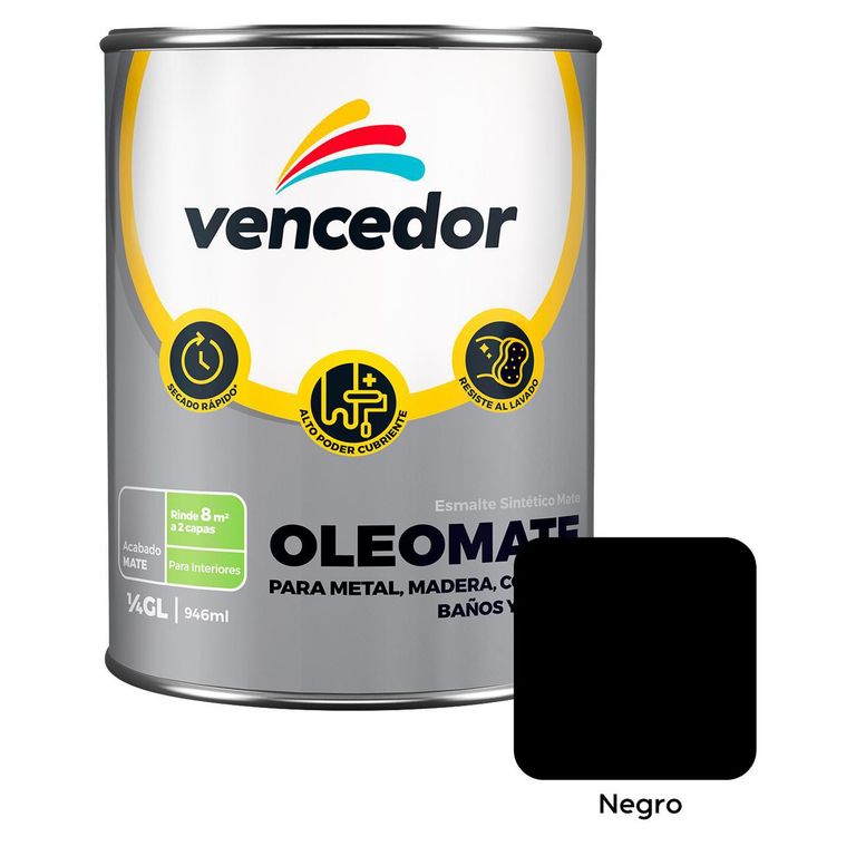 Esmalte Sintético Oleo mate Negro 1/4 gl