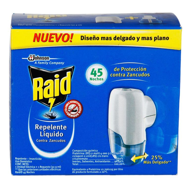 Repelente Líquido Raid Insectos Voladores + 1 Repuesto 65gr