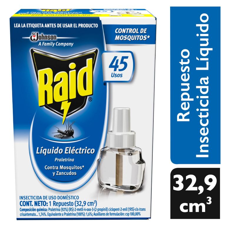 Repelente Líquido Raid Insectos Voladores + 1 Repuesto 38gr