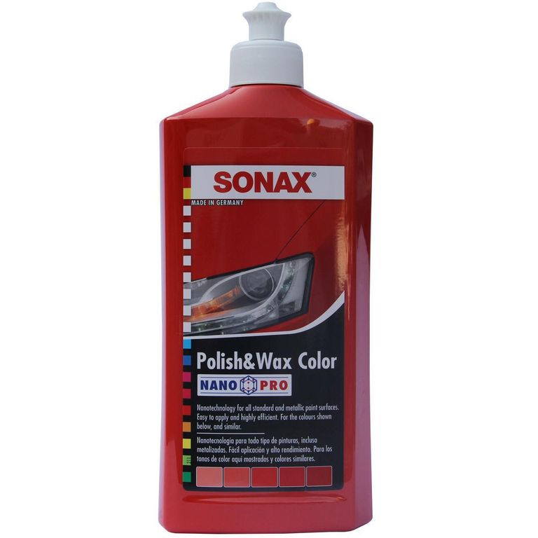 Cera para Autos Sonax Polish + Wax Color Rojo 500 ml