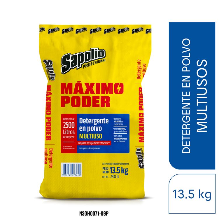 Detergente en Polvo Sapolio 13.5Kg