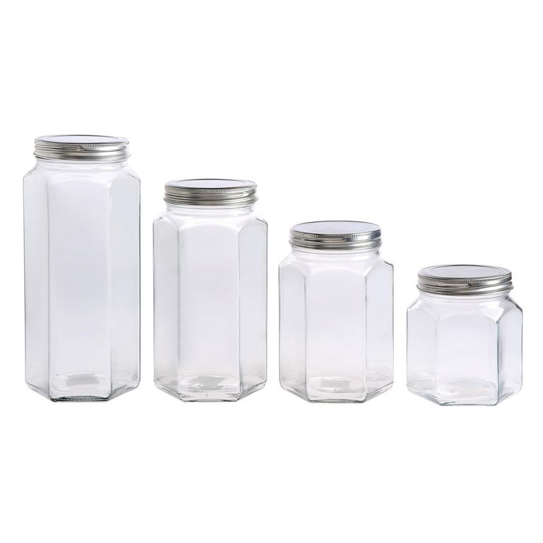 Set x 4 Frascos de Vidrio con Tapa