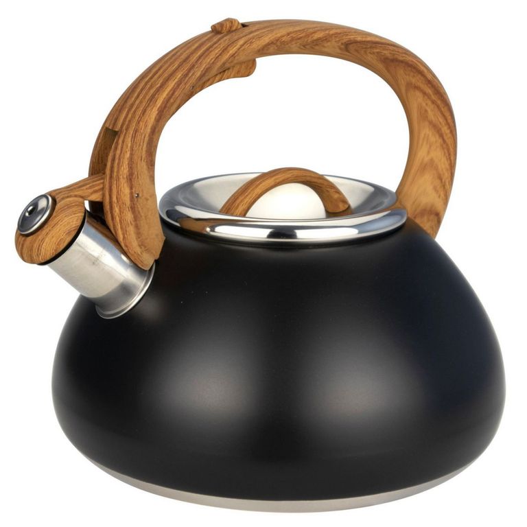 Tetera de Acero con Mango de Madera Negro 3l