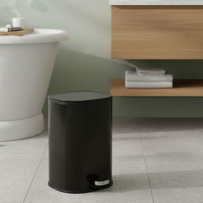 Papelera Cilíndrica con Pedal Negra 5L