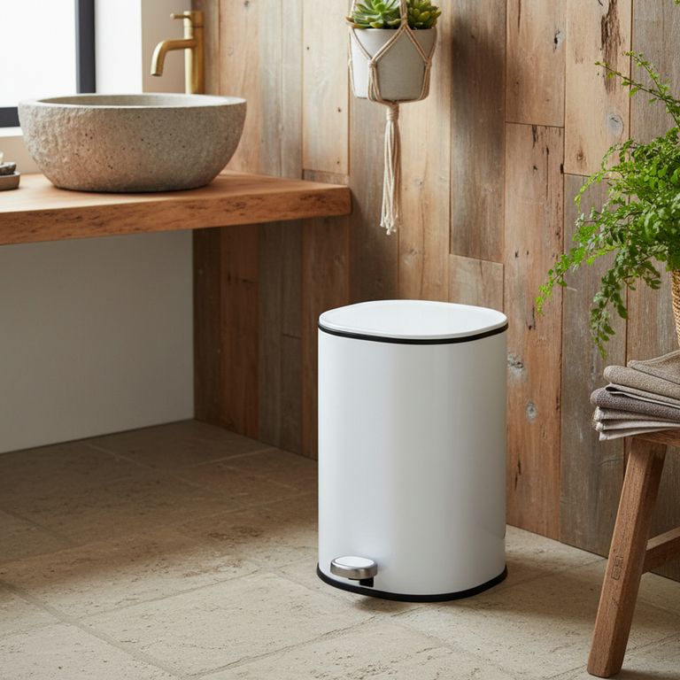 Papelera Cilíndrica con Pedal Blanca 5L