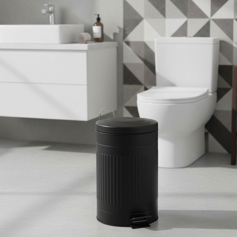 Papelera Redonda Relieve Negra 12L