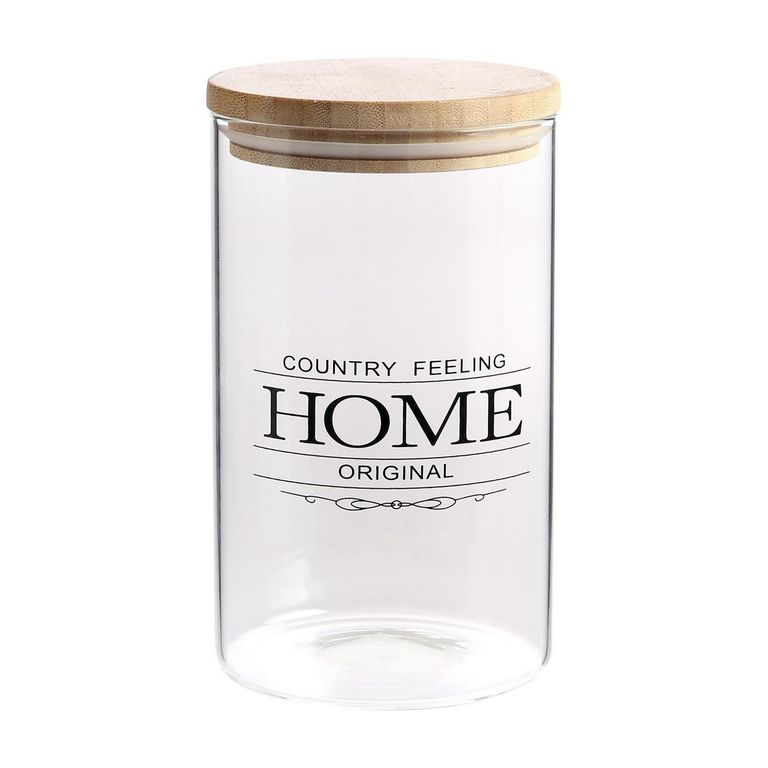 Frasco de Vidrio Borosilicatado Tapa de Bambú 1l