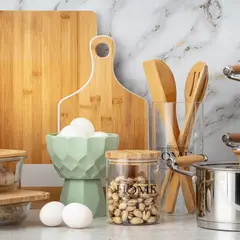 JUST HOME COLLECTION - Frasco de Vidrio Borosilicatado Tapa de Bambú 0.7l