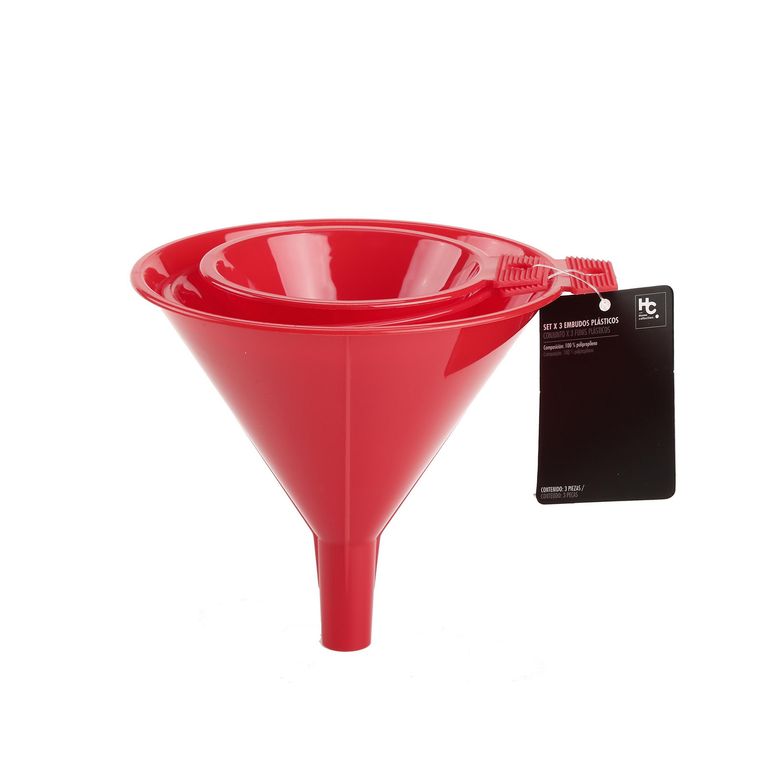 Set Embudo Plástico 3 Unidades Rojo