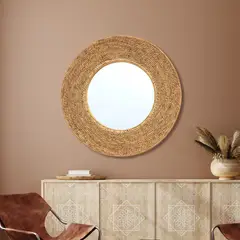 JUST HOME COLLECTION - Espejo Decorativo Redondo Bamboo Natural 68cm