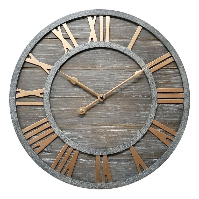 Reloj de Pared Romano 78cm Gris/Dorado