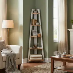 JUST HOME COLLECTION - Librero Esquinero 5 Niveles Blanco/Roble