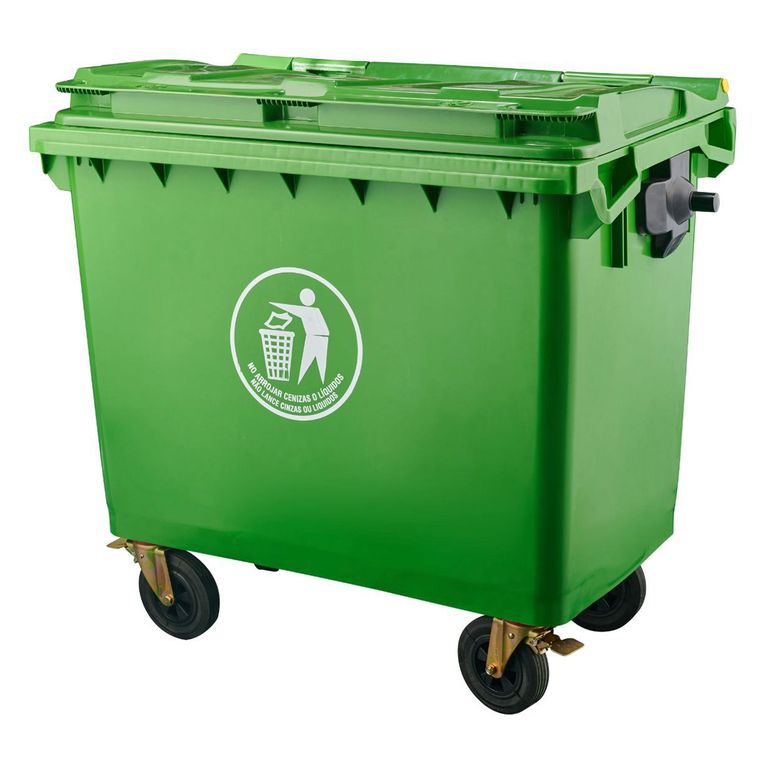 Contenedor de Basura de Plástico con Tapa y Ruedas 660L