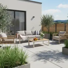 JUST HOME COLLECTION - Juego Living de Terraza Ischia 5 Personas Beige - Madera teca