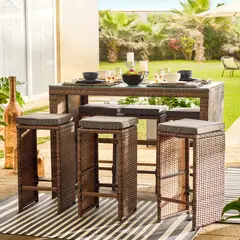 JUST HOME COLLECTION - Juego de Bar de Terraza 6 Personas Ratán Tulum