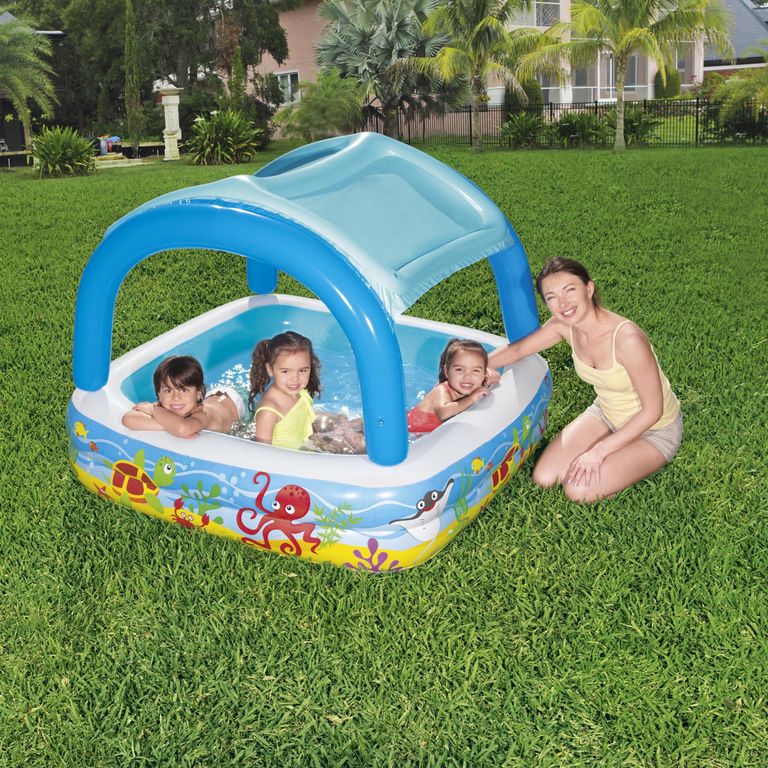Piscina Inflable con Techo Infantil 140x140x112cm