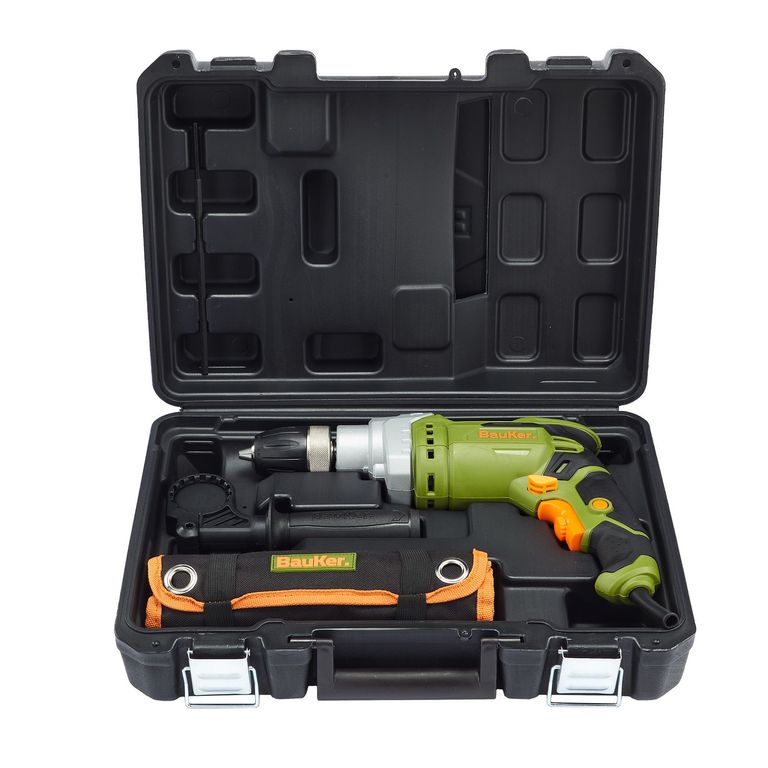 Taladro Percutor Eléctrico Bauker 13mm 900W + 73 Accesorios