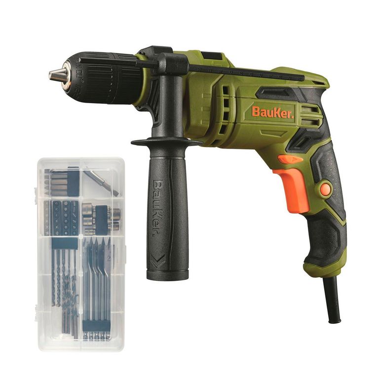 Set Taladro Percutor Eléctrico Bauker 13mm 650W Bauker+ 50 A