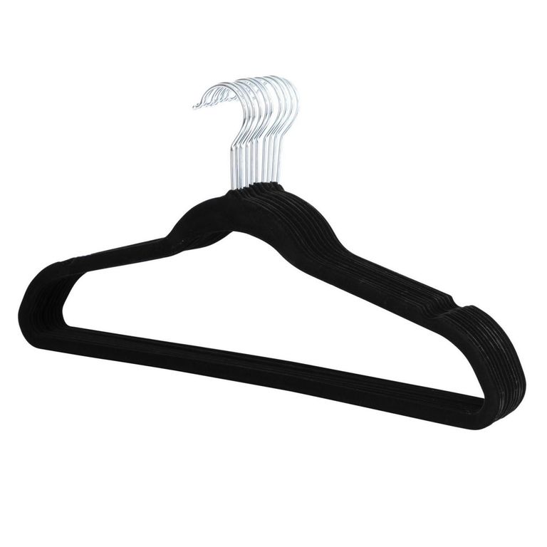 Set x30 Colgador de Ropa de Gamuza Negro