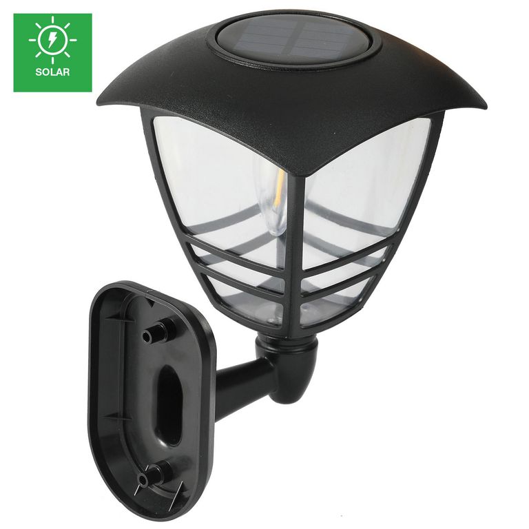 Farol Pared Solar Eddi Luz Cálida Negro Luz Cálida