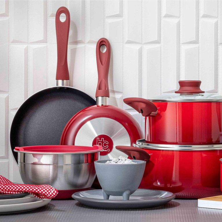 Bowl Acero Tapa Base Roja 18cm