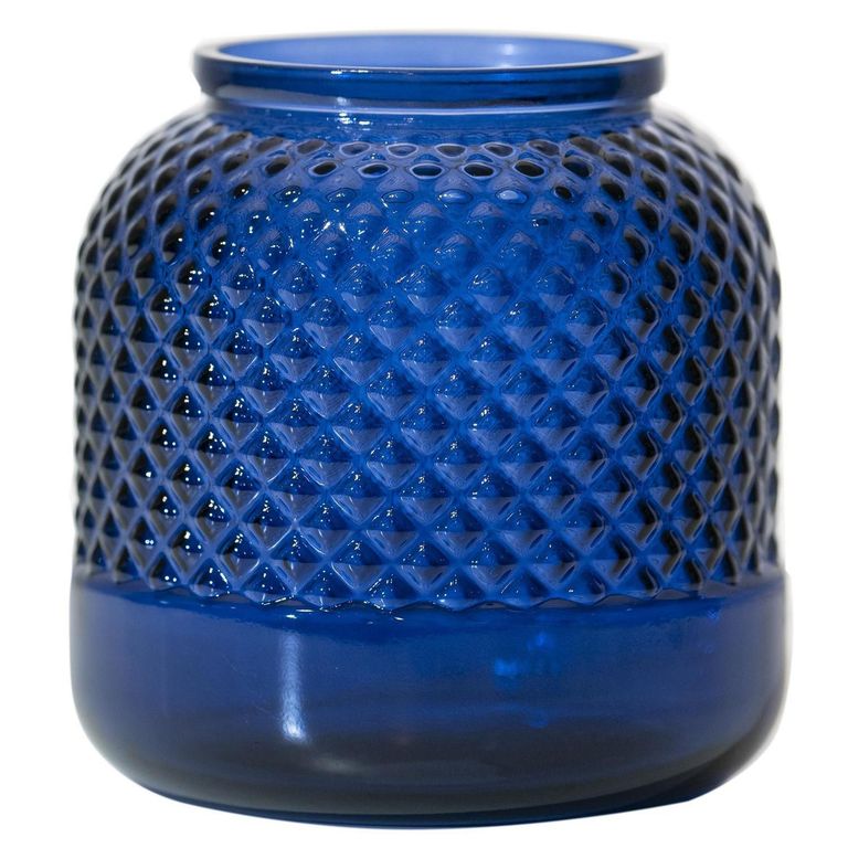 Jarrón Huracan Diamante Vidrio Azul 19x19x19cm