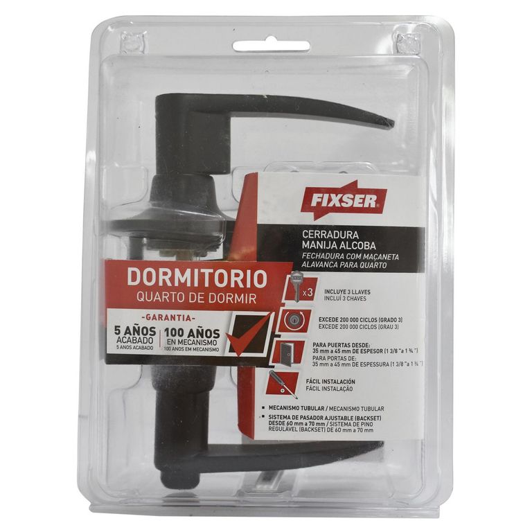 Cerradura de Manija Dormitorio Negro