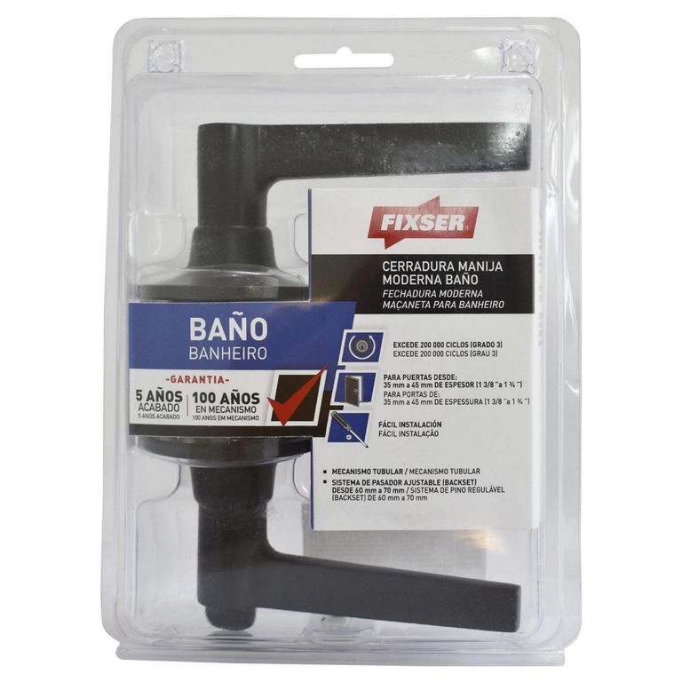 Cerradura de Manija Baño Moderna Negro