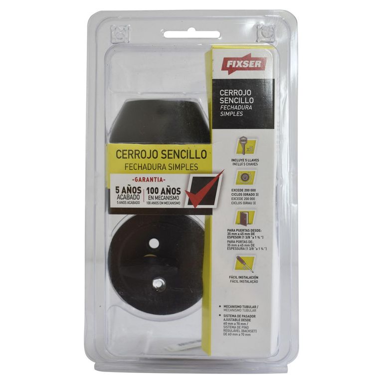 Cerrojo Sencillo Negro Fixser