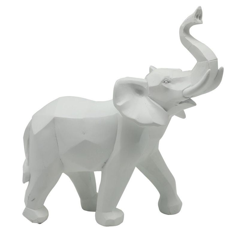 Figura Elefante Origami Poliresina Blanco 27.5x30x14cm