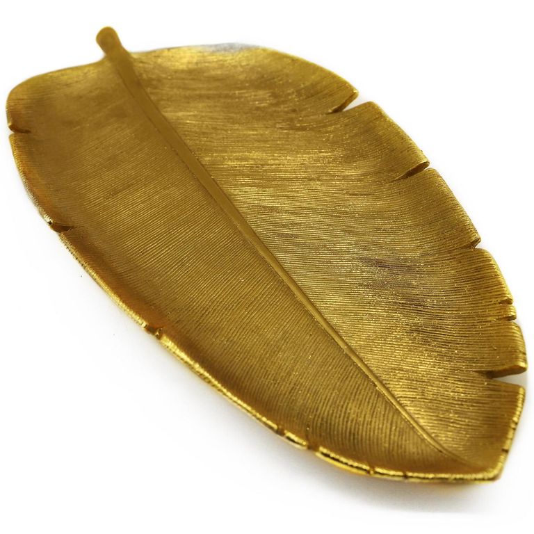 Adorno Hoja Poliresina Dorado 49x3.5x22cm