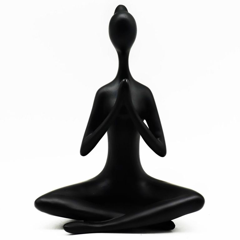 Figura Yoga Poliresina Negro 19.3x25.8x12.5cm