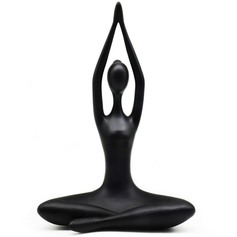 Figura Yoga Manos Arriba Poliresina Negro 22.3x33.5x11.3cm