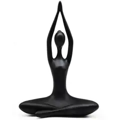 JUST HOME COLLECTION - Figura Yoga Manos Arriba Poliresina Negro 22.3x33.5x11.3cm