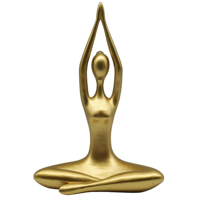Figura Yoga Manos Arriba Poliresina Dorado 22.3x33.5x11.3cm