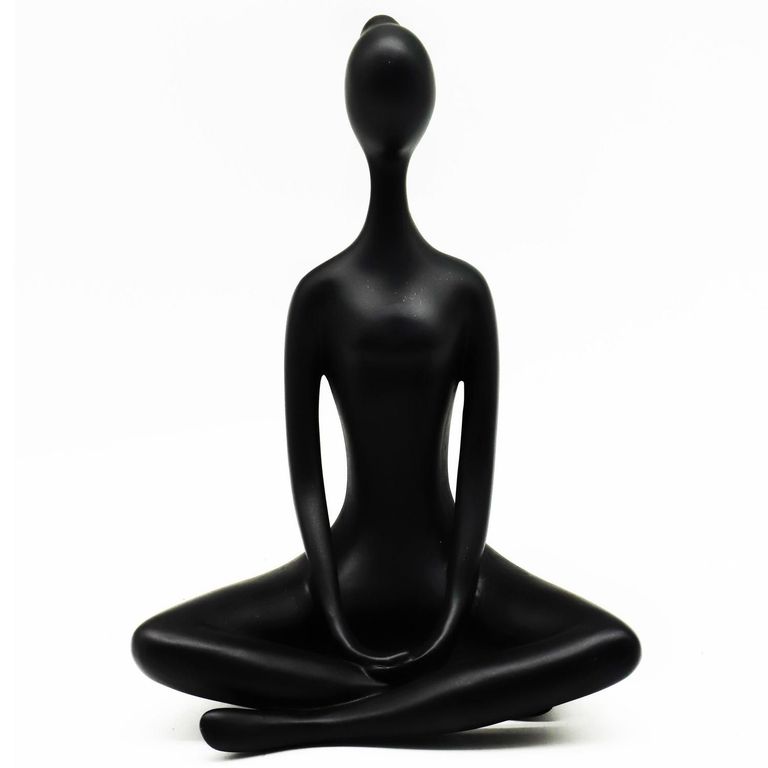 Figura Yoga Manos Abajo Poliresina Negro 17.2x24.8x13cm