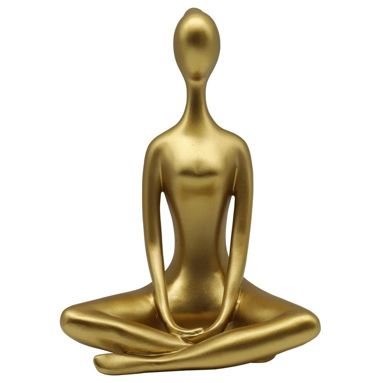 Figura Yoga Manos Abajo Poliresina Dorado 17.2x24.8x13cm