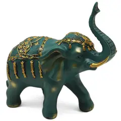 JUST HOME COLLECTION - Figura Elefante Poliresina Verde 21x24x11cm