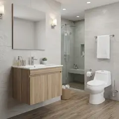 SENSI DACQUA - Inodoro One Piece Vinciny Blanco + Mueble de Baño Miel 47x61.5x47cm
