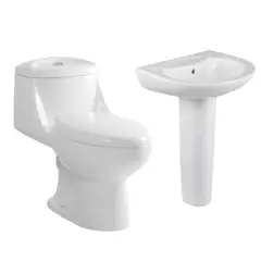 SENSI DACQUA - Pedestal para Lavamanos Florencia Blanco + Lavamanos Sobre Pedestal Florencia Blanco + WC Inodoro One Piece Vinciny Blanco